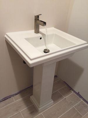 Pedestal sink, Delta faucet