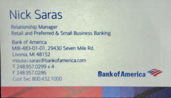 This is my absolute favorite banker at any bank I've ever been to. Nick Saras is the one you definitely want to talk too!