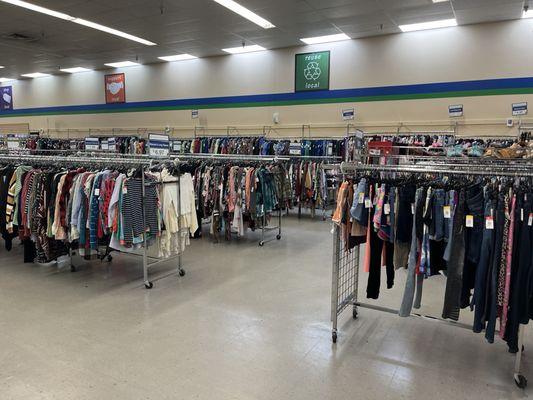 Spacious rows, clothes neatly organized