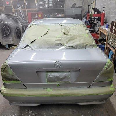 Gary Mercedes - In process of being painted after - Treating Rust spots