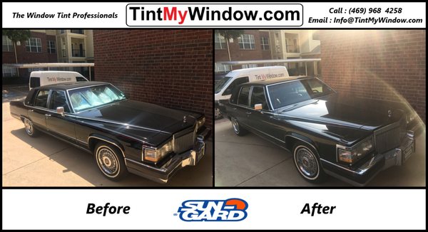 1990 Cadillac Brougham  with SunGard Metallic Film. %35 on the front and %20 on the back.