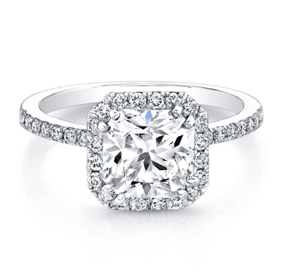 Square Radiant Diamond engagement ring with micropave