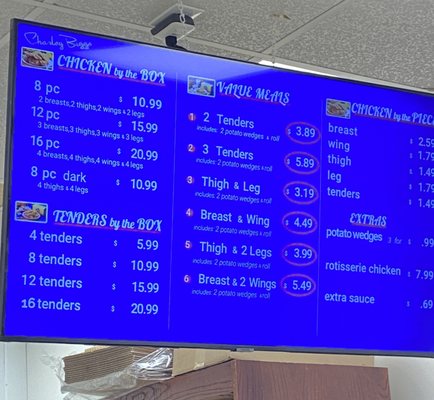 Deli food menu