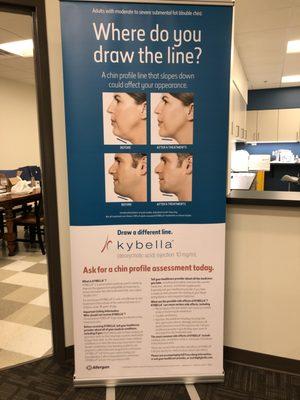 Kybella®  is deoxycholic acid injection used to treat moderate fat in the submental area, also known as the "double chin"