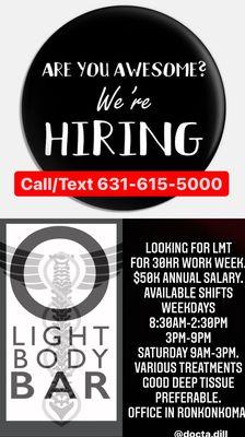 Hiring LMTs.