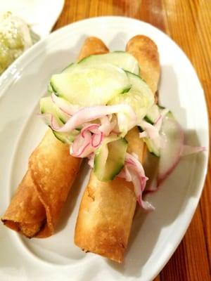 Flautas De Huachinango - Red snapper with habanero in crisp corn tortilla "fultes"