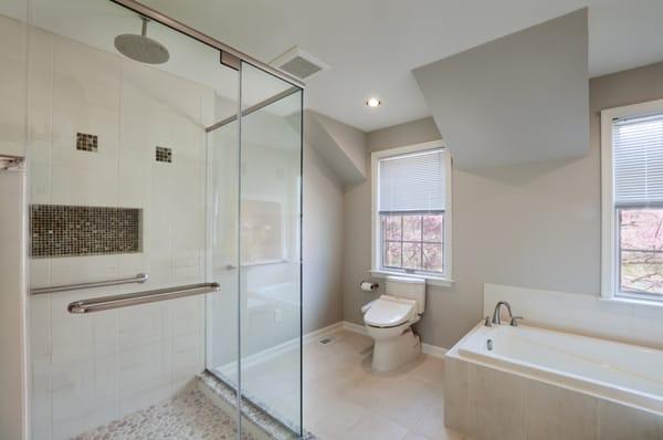 Bathroom makeover in Lansdale with rain shower feature