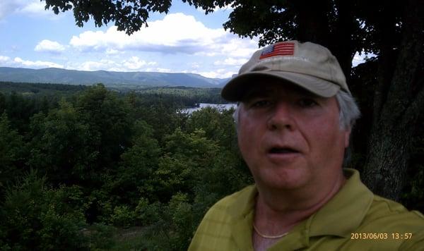 View of the mountains with lake from the 18th tee.