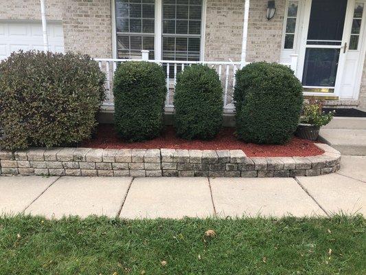 Hedge trimming and mulching.