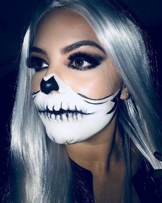 Skeleton mask makeup for Halloween