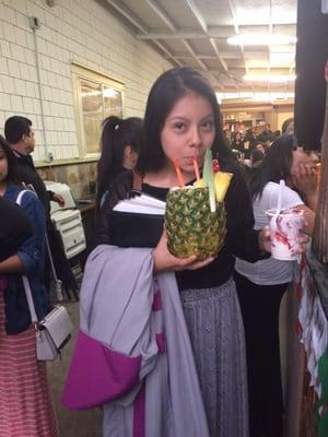 Enjoying her Piña Colada!