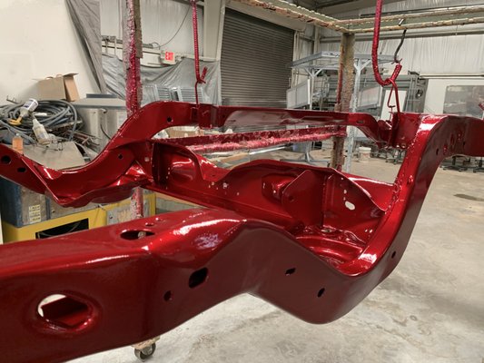 Car Frame:  Sandblasted, powder coated primer plus red topcoat for longer life