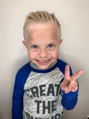 Kid's textured top haircut.