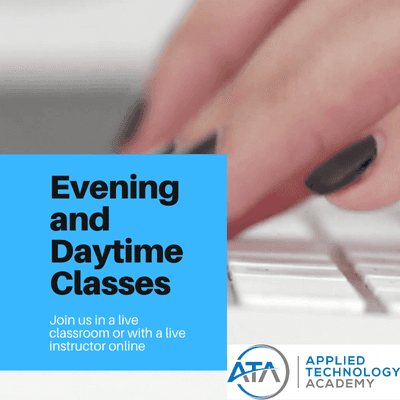 Evening and daytime classes available.  Live in a classroom or online live with an instructor!