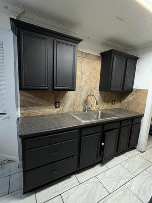 Black matte exterior paint only on cabinet set