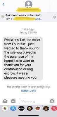 One kind seller thanked us for the role we played in the purchase of their home. We truly care, of every individual in each transaction!