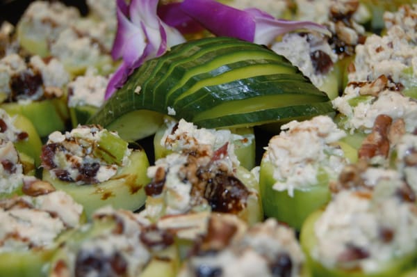 Chicken Salad w/ Pecans, cranberries in a cucumber cup