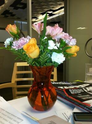 The shitty flowers Irving Community Florist delivered to my office for my first wedding anniversary.