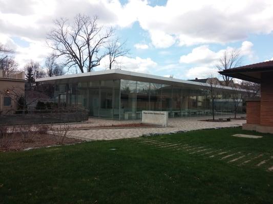 The Greatbatch Pavillion, which is an event space and also serves as the visitors center for the adjacent Martin House.