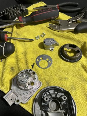 Motorcycle gas tank disassembled to make key