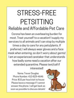 Flyer for my Petsitting business!