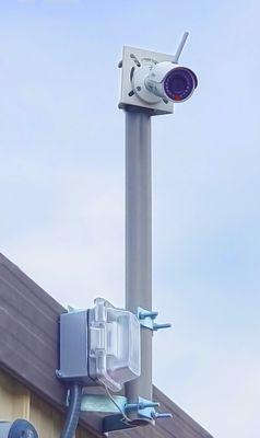 A security camera installed in a self-storage facility