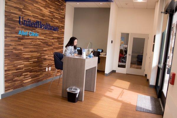 Winnie, our greeter, in the clinic front office.