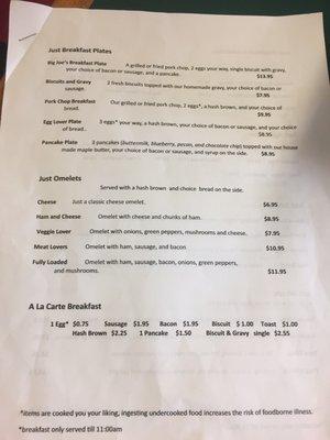 Breakfast Menu