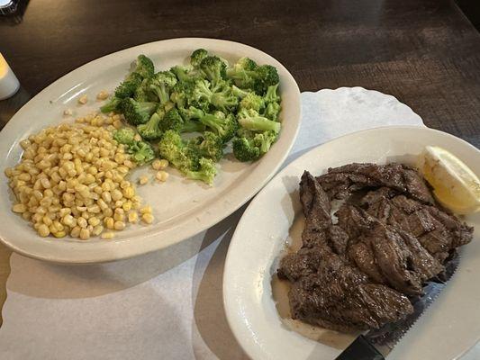 Steak tips. Fantastic. Cooked a perfect medium rare. Delicious and melt in your mouth.