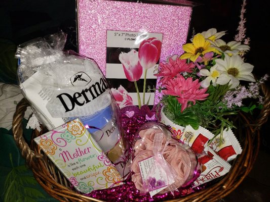 This is a Mother's Day basket that was donated to a local charity