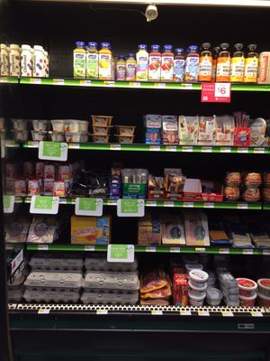 Refrigerator section with yogurt, protein shakes, and lunchables