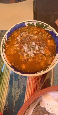 Menudo con tortillas echas ah mano