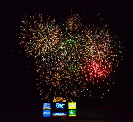 One of our fireworks displays after a 2014 regular season game. See the Fireworks after every Friday & Saturday home game!