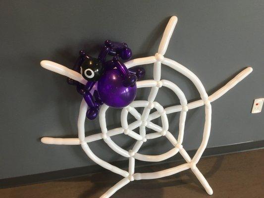 Halloween Balloon creation  - spider on web