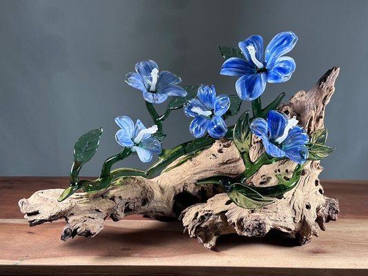 Commissioned Hibiscus Sculpture on driftwood