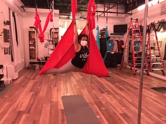 Have you tried aerial yoga? Try our classes