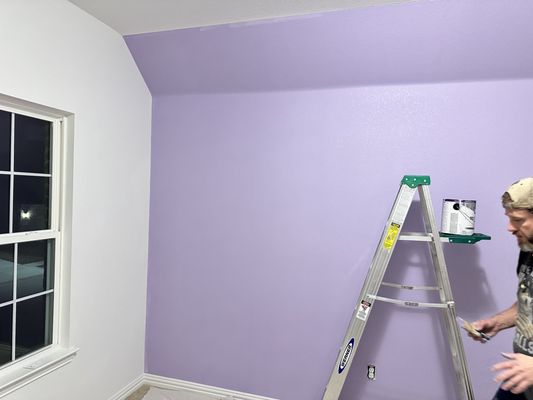 Accent wall being painted