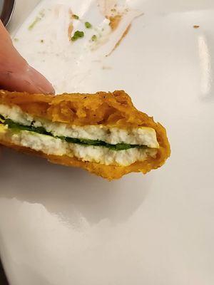 Inside the paneer pakora