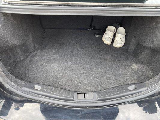 Trunk not vacuumed or cleaned