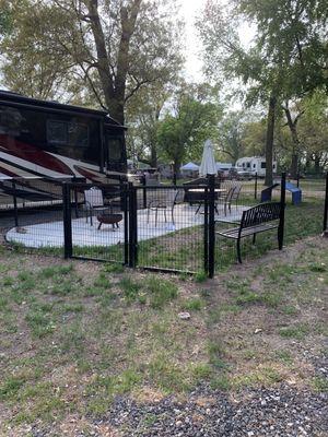 Premium spot with cement patio and fenced play yard for pets (or small children?)