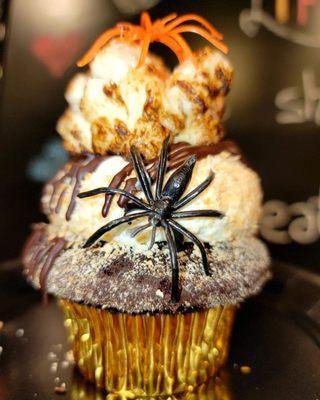 Chocolate cupcake with toasted marshmallows