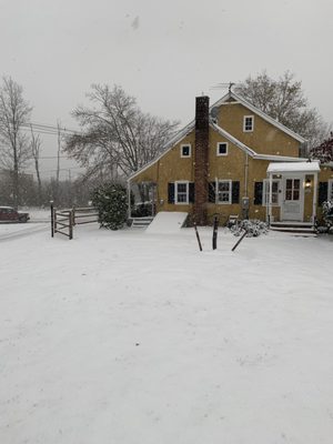 Walking into our office on a beautiful snowy day!