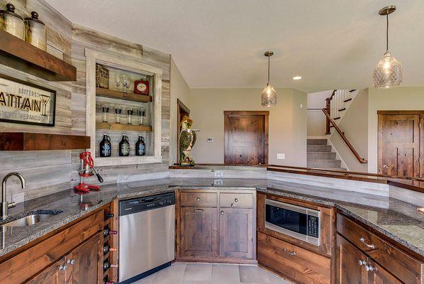 Entertaining Bar fit to a custom area that the client wanted.