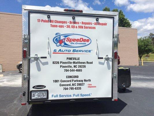 Trailer wrap for SpeeDee Oil Change