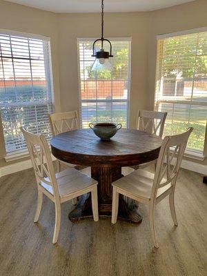 48" round dining table - looks perfect in our kitchen!