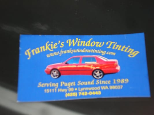 Ironically the car on the business card has no tinted windows. Lol!