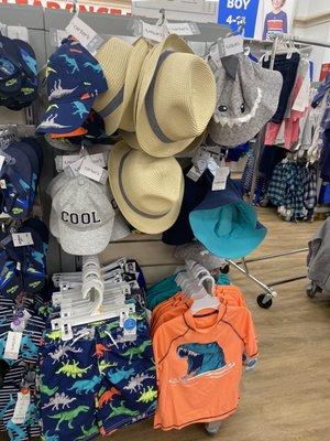 Beachwear and hats for little boys. Love the fedoras.