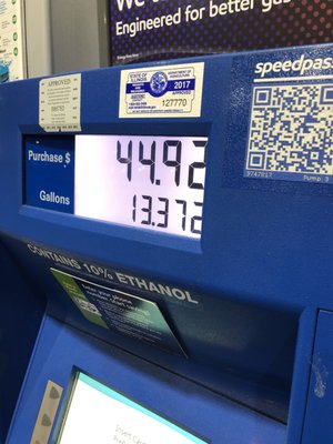 This is how many gallons I got and what I was charged.