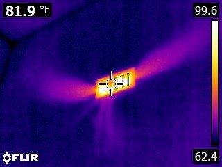 Thermal image of heating coming out of supply vent.