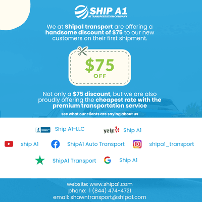 Shipa1 transport is proudly offer a handsome discount of $75 to our new customers on their first shipment.